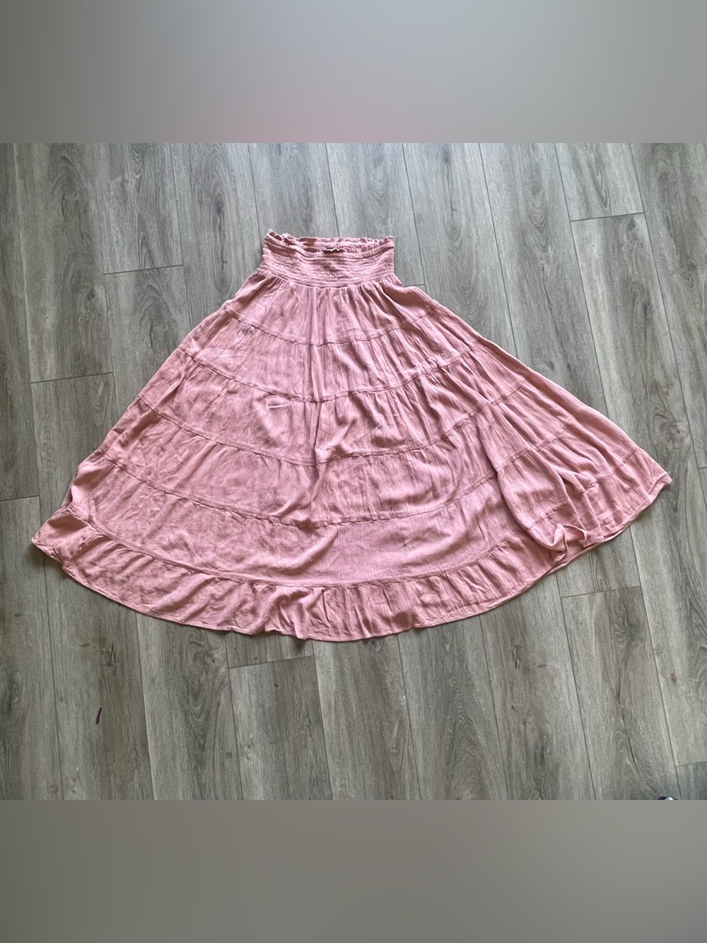 Angie Blush Pink Smocked Tiered Maxi Skirt